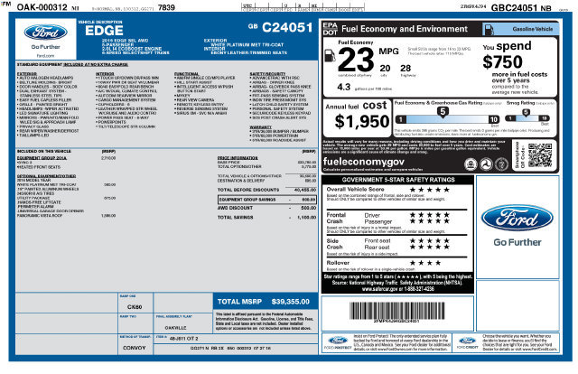 Used 2016 Ford Edge SEL w/ Equipment Group 201A AWD/4WD image 44