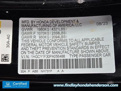 Certified 2023 Honda Accord EX image 14