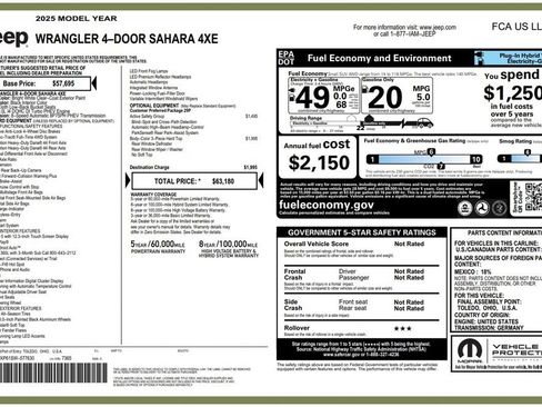 Used 2025 Jeep Wrangler Unlimited Sahara w/ Safety Group AWD/4WD image 3