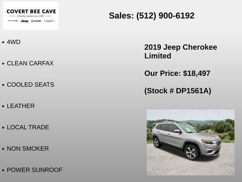Used 2019 Jeep Cherokee Limited w/ Luxury Group AWD/4WD image 6