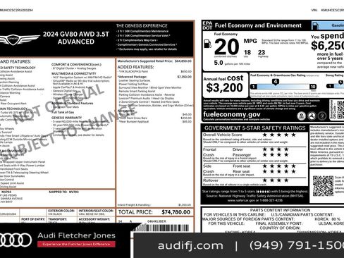 Used 2024 Genesis GV80 3.5T w/ Advanced Package image 2