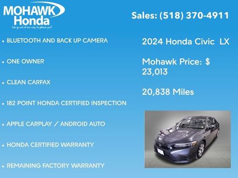 Certified 2024 Honda Civic LX image 8