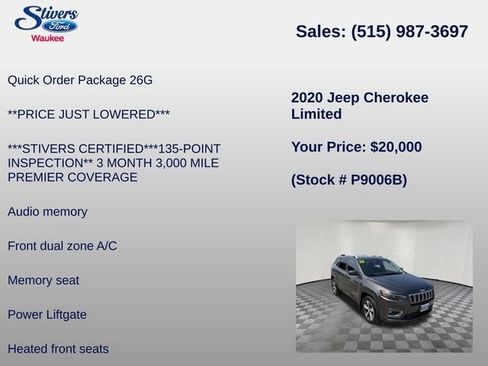Used 2020 Jeep Cherokee Limited AWD/4WD image 8