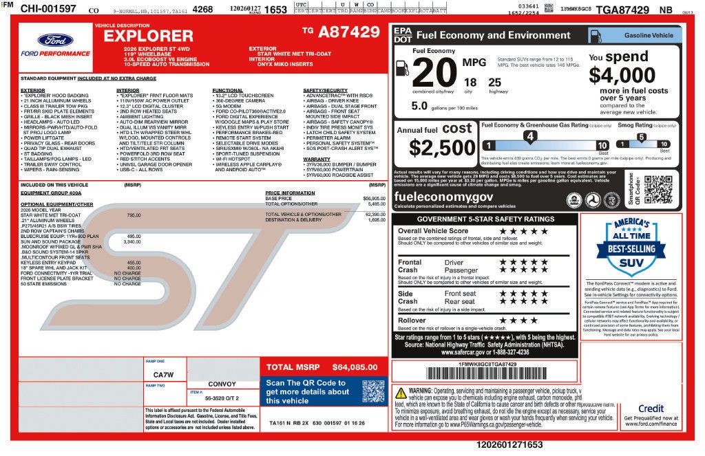 New 2026 Ford Explorer ST w/ Sun And Sound Package AWD/4WD image 31