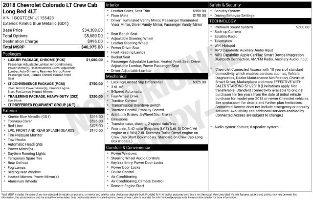 Used 2018 Chevrolet Colorado LT w/ Luxury Package, Chrome AWD/4WD image 6