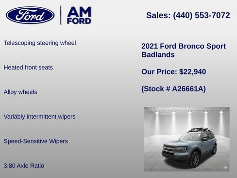 Used 2021 Ford Bronco Sport Badlands w/ Badlands Package AWD/4WD image 36