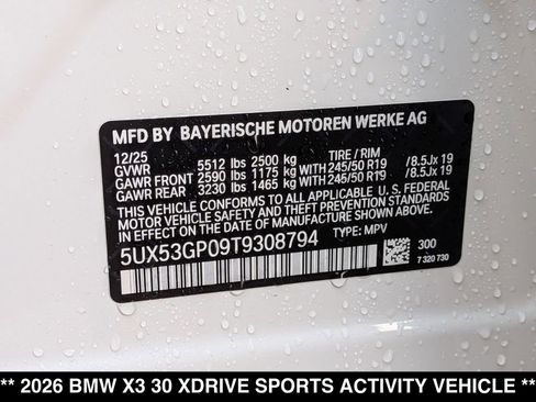 New 2026 BMW X3 xDrive30 w/ Premium Package image 31