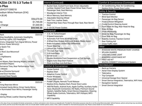 New 2026 MAZDA CX-70 3.3 Turbo S w/ Premium Plus AWD/4WD image 22