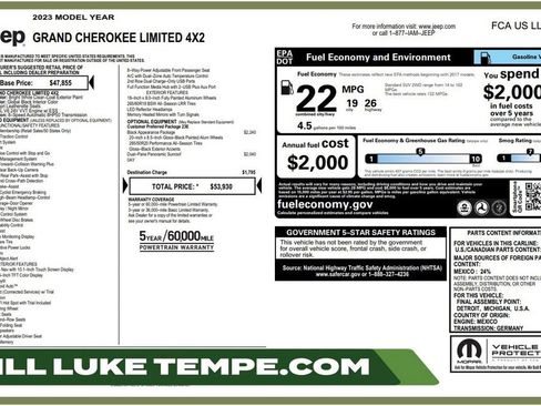Used 2023 Jeep Grand Cherokee Limited w/ Black Appearance Package RWD image 1