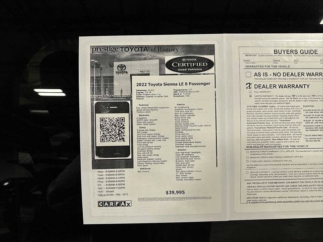 Certified 2022 Toyota Sienna LE FWD image 13