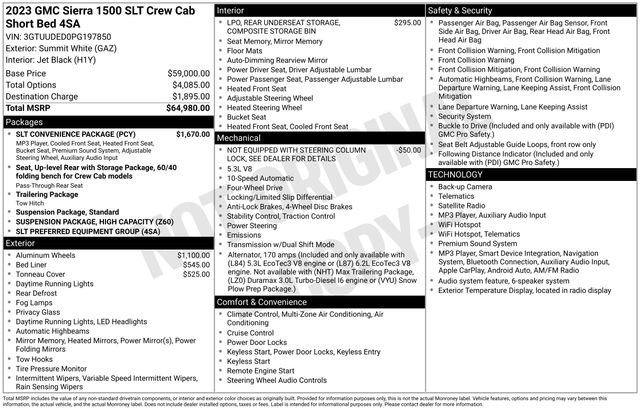 Used 2023 GMC Sierra 1500 SLT w/ SLT Convenience Package AWD/4WD image 33