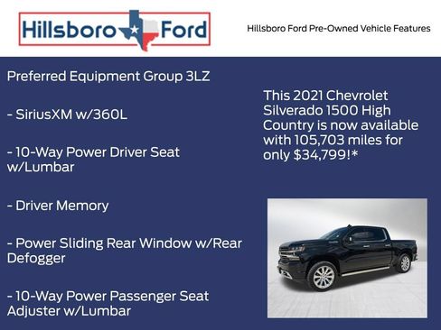 Used 2021 Chevrolet Silverado 1500 High Country w/ Technology Package AWD/4WD image 3