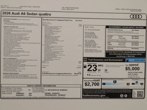New 2026 Audi A6 Prestige AWD/4WD image 34