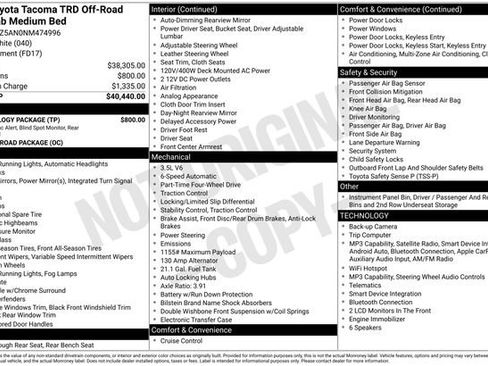 Used 2022 Toyota Tacoma TRD Off-Road w/ Technology Package AWD/4WD image 15