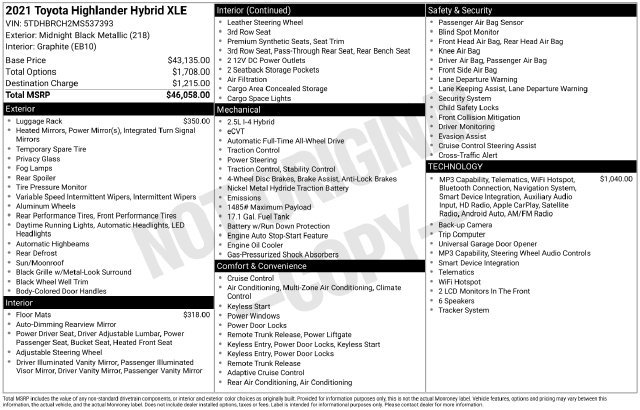 Certified 2021 Toyota Highlander XLE AWD/4WD image 35