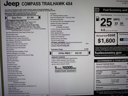 Used 2021 Jeep Compass Trailhawk AWD/4WD image 19