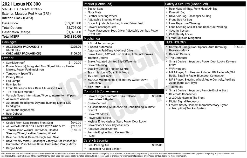 Used 2021 Lexus NX 300 AWD w/ Accessory Package image 26
