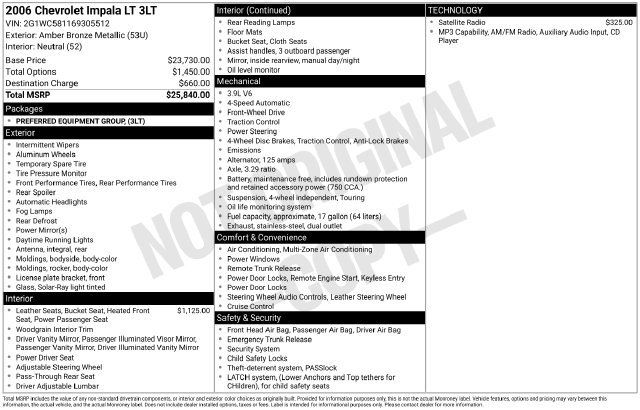 Used 2006 Chevrolet Impala LT FWD image 5