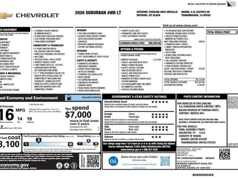 New 2026 Chevrolet Suburban LT AWD/4WD image 3