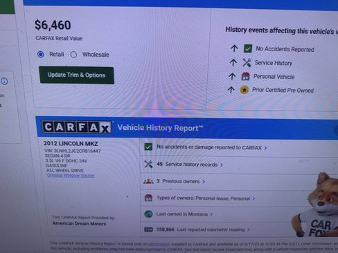 Used 2012 Lincoln MKZ AWD image 8