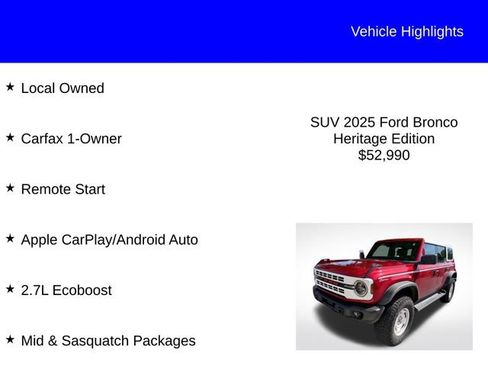 Used 2025 Ford Bronco Heritage Edition AWD/4WD image 2