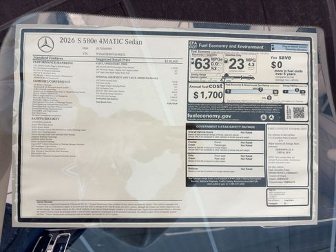 New 2026 Mercedes-Benz S 580e 4MATIC Sedan image 31