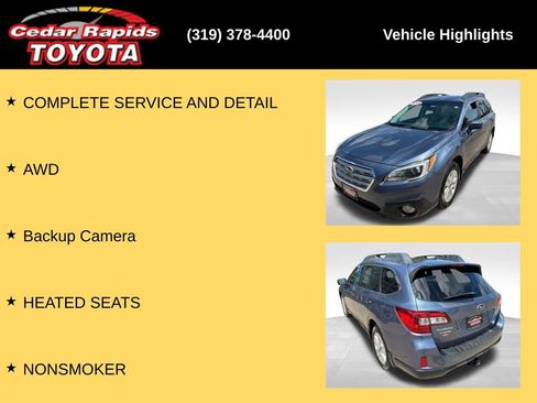 Used 2015 Subaru Outback 2.5i Premium w/ Popular Package #2 AWD/4WD image 7