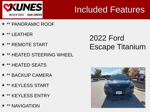 Used 2022 Ford Escape Titanium w/ Titanium Elite Package image 2