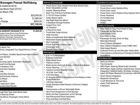 Used 2019 Volkswagen Passat 2.0T Wolfsburg w/ Wheels & Sunroof Package FWD image 2