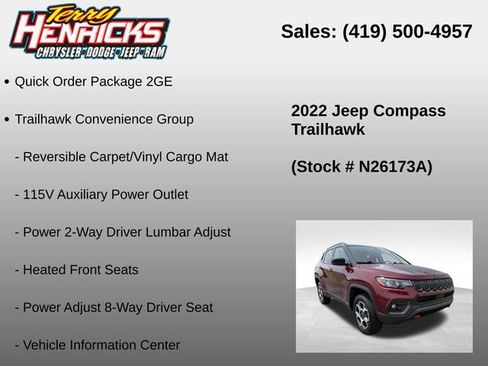 Used 2022 Jeep Compass Trailhawk w/ Trailhawk Convenience Group AWD/4WD image 12