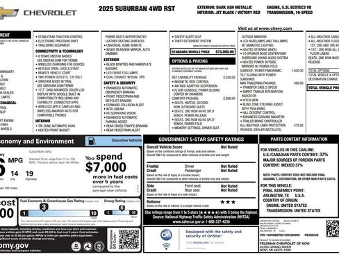 Used 2025 Chevrolet Suburban RST w/ RST Capability Package AWD/4WD image 39
