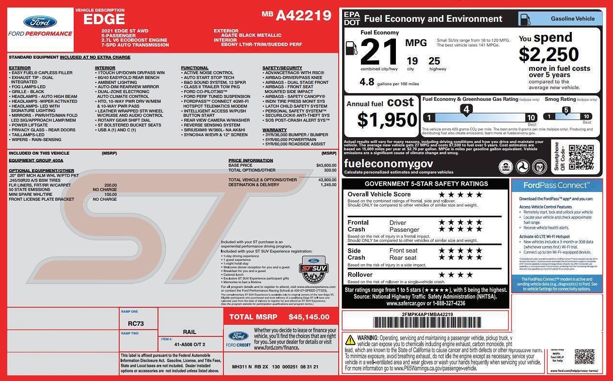 Used 2021 Ford Edge ST AWD/4WD image 24