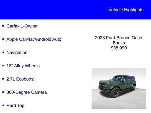Used 2023 Ford Bronco Outer Banks AWD/4WD image 2