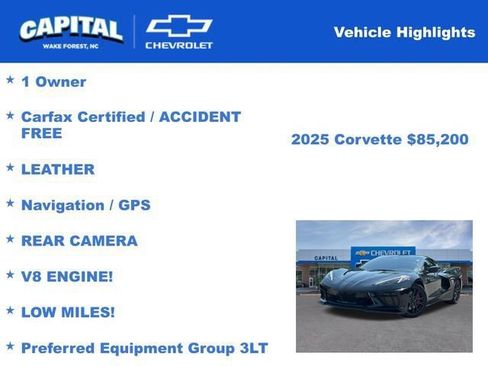 Used 2025 Chevrolet Corvette Stingray w/ Z51 Performance Package image 5