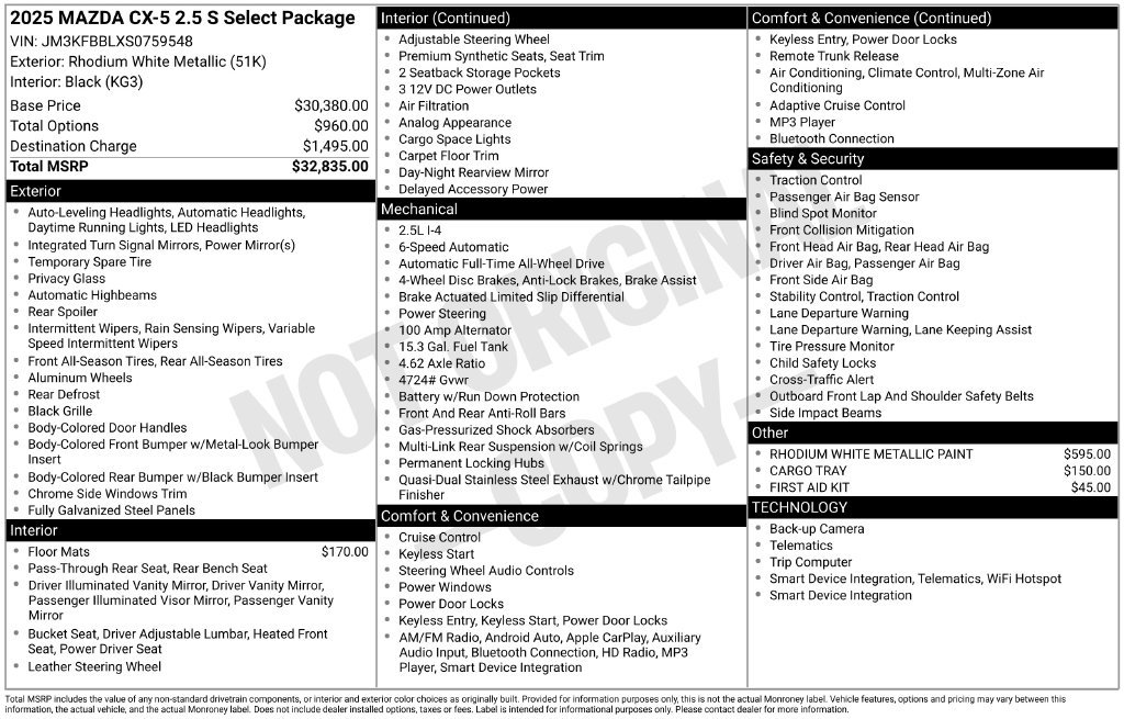 Used 2025 MAZDA CX-5 AWD 2.5 S w/ Select Package image 3
