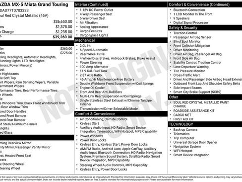 New 2026 MAZDA MX-5 Miata Grand Touring RWD image 34