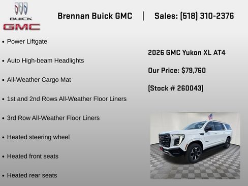 New 2026 GMC Yukon XL AT4 w/ LPO, Floor Liner Package AWD/4WD image 12