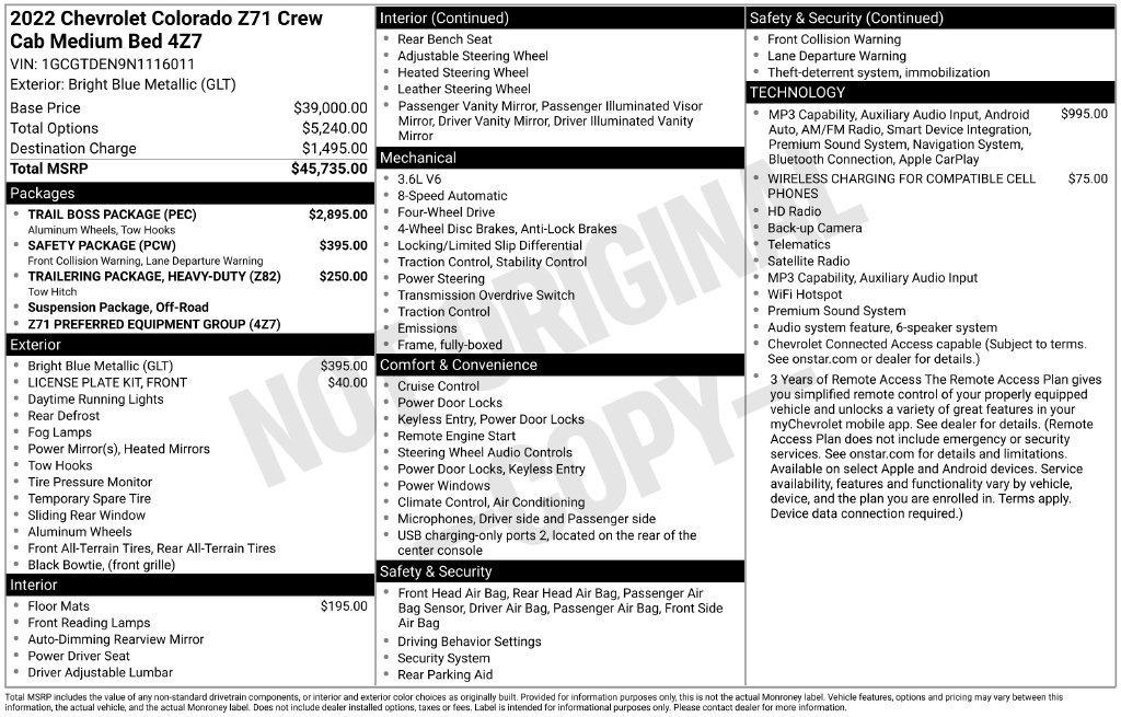 Used 2022 Chevrolet Colorado Z71 w/ Trail Boss Package AWD/4WD image 8