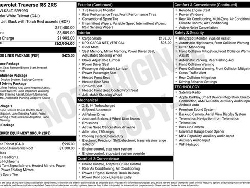 New 2026 Chevrolet Traverse RS w/ LPO, Floor Liner Package AWD/4WD image 4