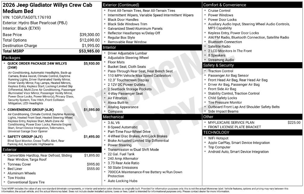New 2026 Jeep Gladiator Sport AWD/4WD image 3