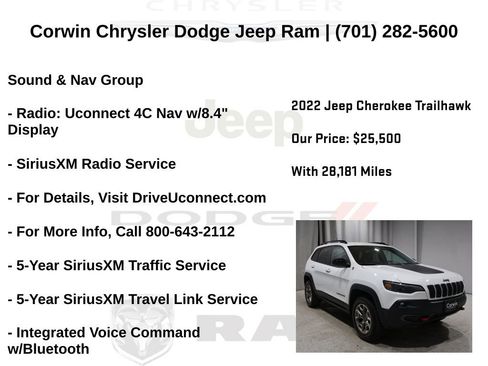 Certified 2022 Jeep Cherokee Trailhawk w/ Sound & Nav Group image 20