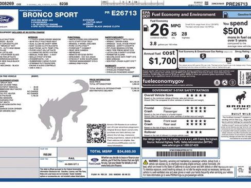 Used 2023 Ford Bronco Sport Big Bend w/ Convenience Package AWD/4WD image 36