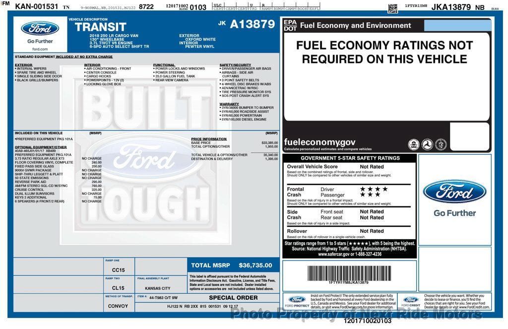 Used 2018 Ford Transit 250 130 Low Roof RWD image 27