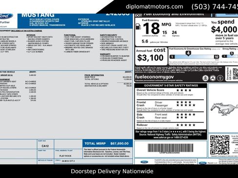 Used 2014 Ford Mustang Shelby GT500 w/ Equipment Group 821A image 3