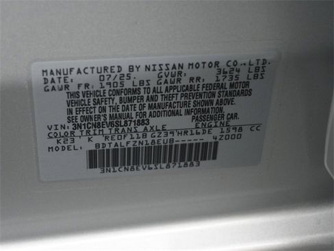 New 2025 Nissan Versa SV w/ Trunk Package image 20