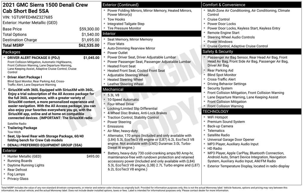 Certified 2021 GMC Sierra 1500 Denali w/ Driver Alert Package II AWD/4WD image 34