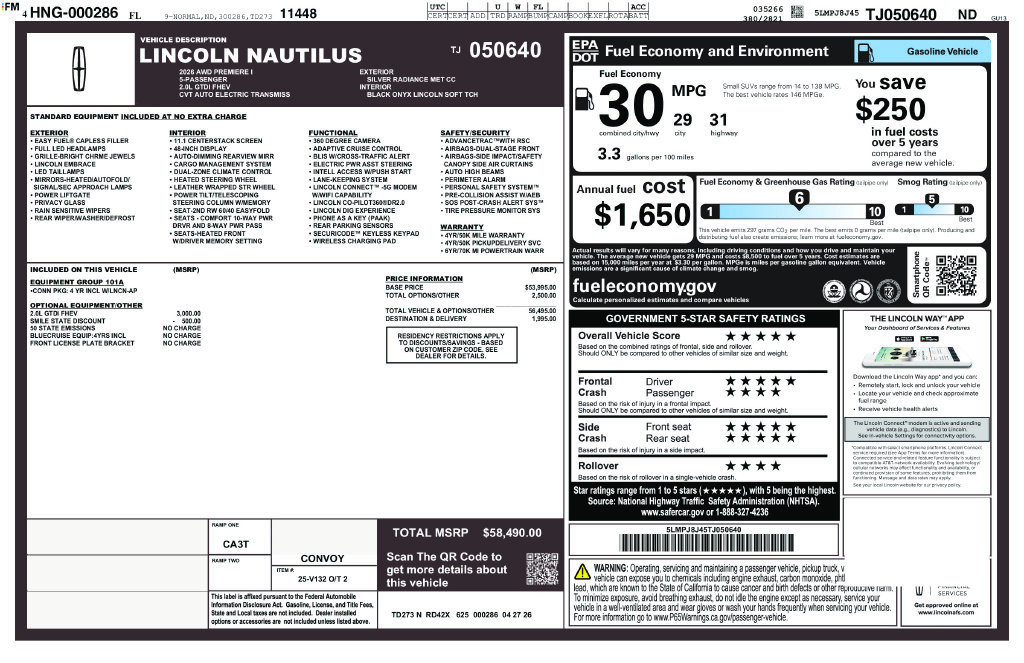 New 2026 Lincoln Nautilus Premier AWD/4WD image 29