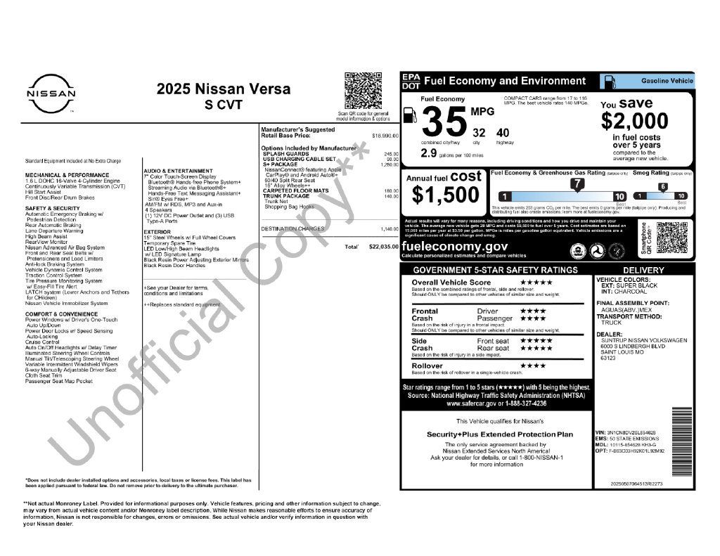 Used 2025 Nissan Versa S w/ S Plus Package FWD image 5