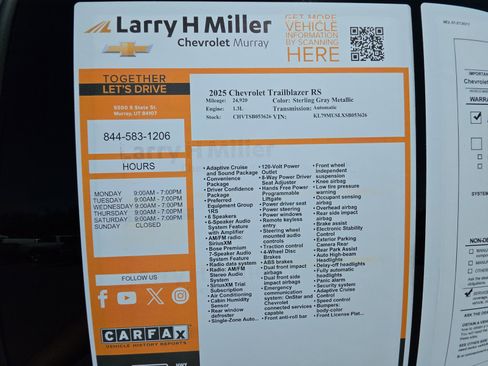 Used 2025 Chevrolet TrailBlazer RS w/ Convenience Package AWD/4WD image 37
