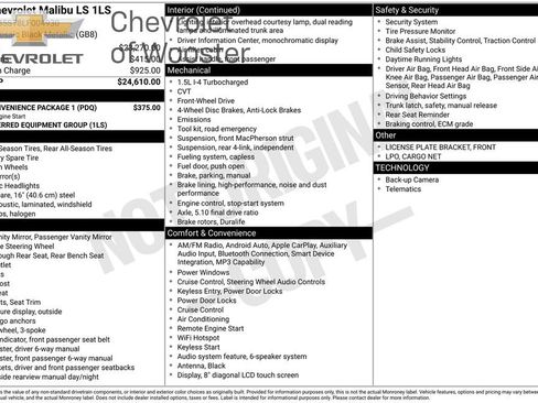 Used 2020 Chevrolet Malibu LS w/ LPO, Convenience Package 1 image 16